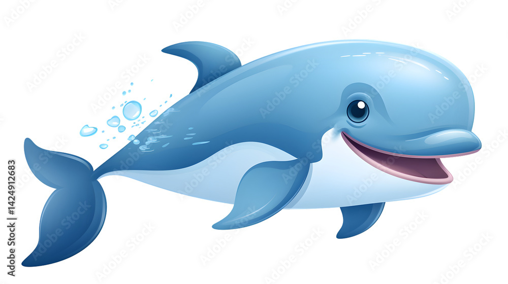 Obraz premium Cute Cartoon Whale Vector Illustration for Children's Books and Educational Purposes