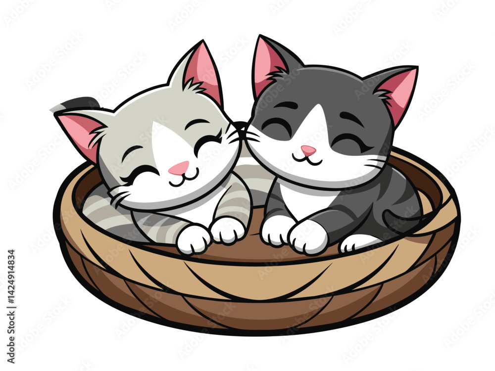 Φωτογραφία Cute cartoon vector illustration shows a black and white drawing of a domestic d