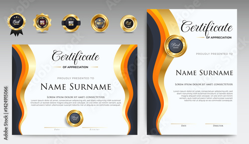 certificate of appreciation template design for business and school. horizontal dan vertical A4. vector