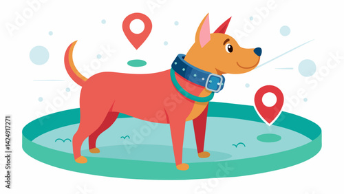 Worried about your pets safety while on walks The smart collars GPS tracking and geofencing feature will put your mind at ease.. Vector illustration
