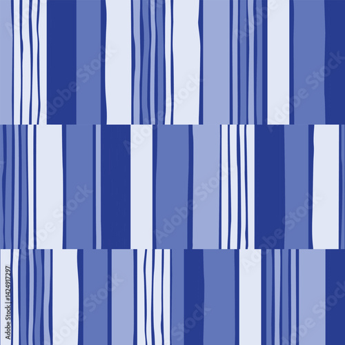 Abstract Blue Vertical Stripes for Textile Print for Fabric, Seamless Pattern