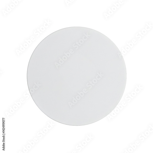 White coaster mockup, circular, top view, minimal, clean, transparent background