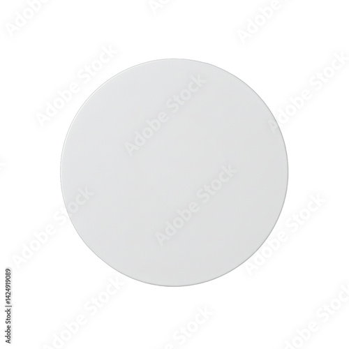 White coaster mockup, circular, top view, minimal, clean, transparent background