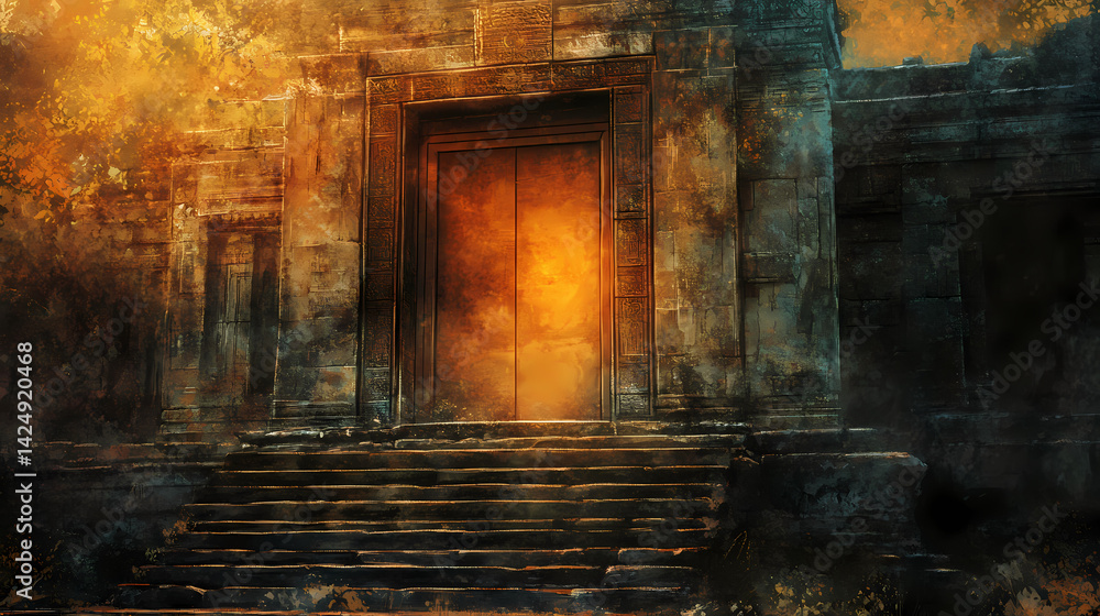 Ancient temple doorway. Faelight Temple. Illustration Ancient temple doorway. Faelight Temple. Illustration