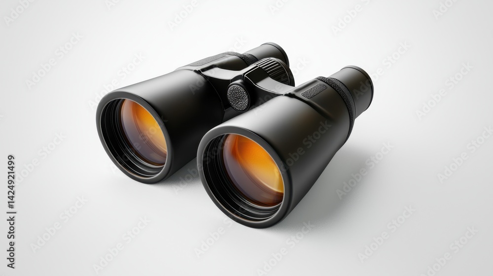 Black binoculars on a white background. Black binoculars on a white background.