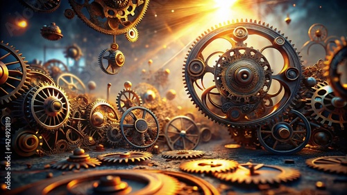 Surreal Gear Mechanism: Steampunk Clockwork Fantasy Photography