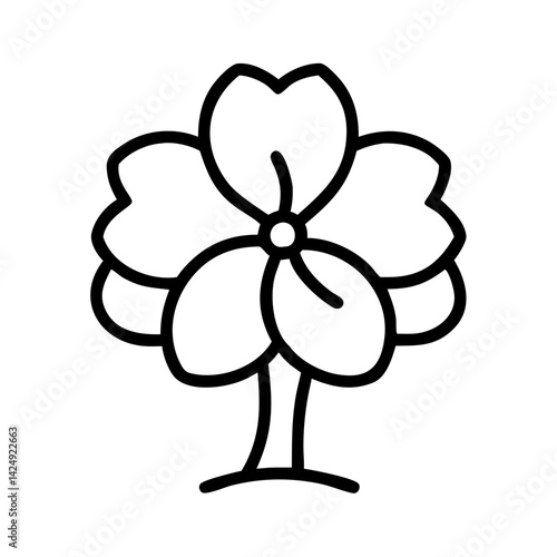 dogwood tree line drawn outline vector art - illustration of dogwood tree isolated transparent background