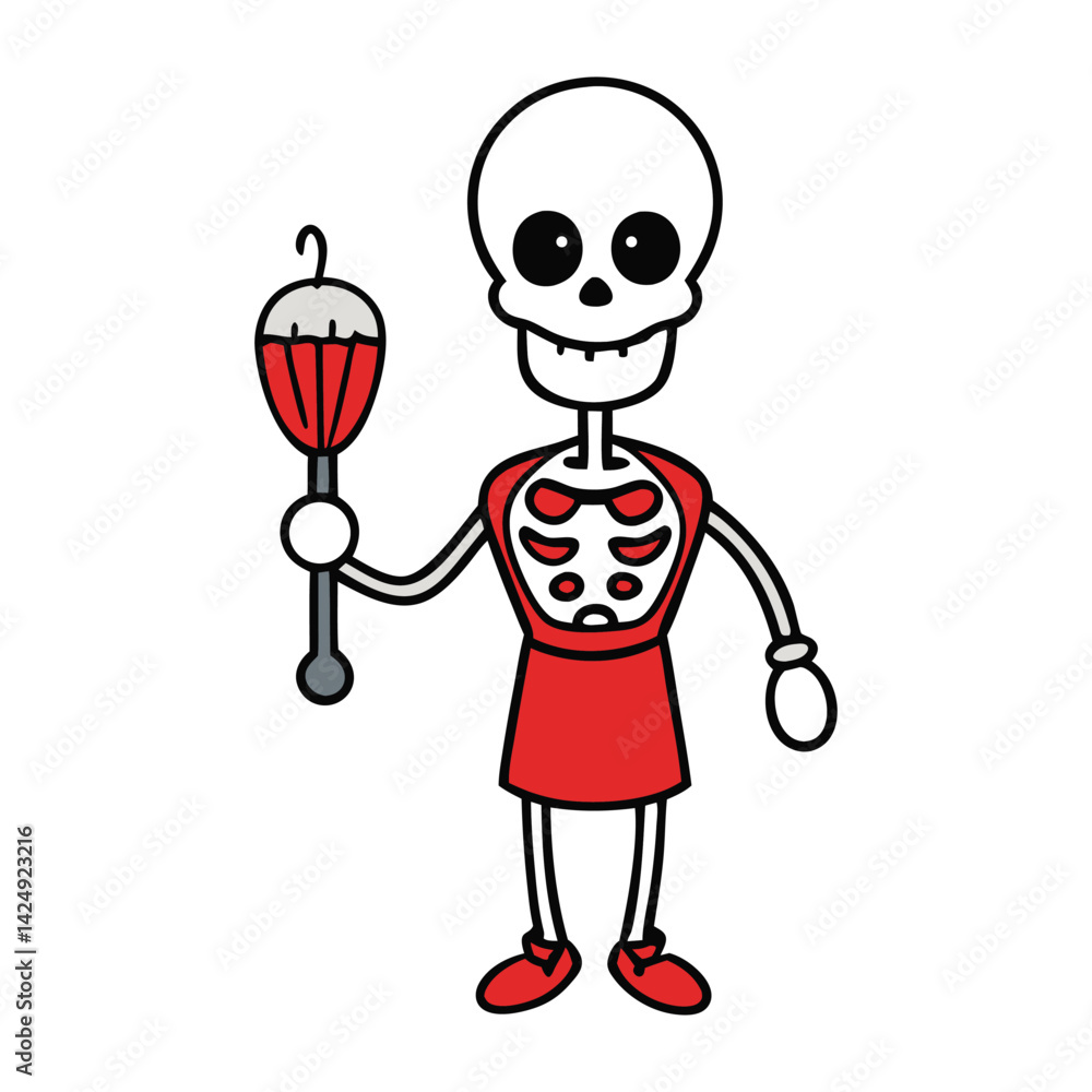 A spooky skeleton wields a giant whisk, ready to stir up trouble in the kitchen or the graveyard—equal parts eerie and culinary chaos! A spooky skeleton wields a giant whisk, ready to stir up trouble in the kitchen or the graveyard—equal parts eerie and culinary chaos!