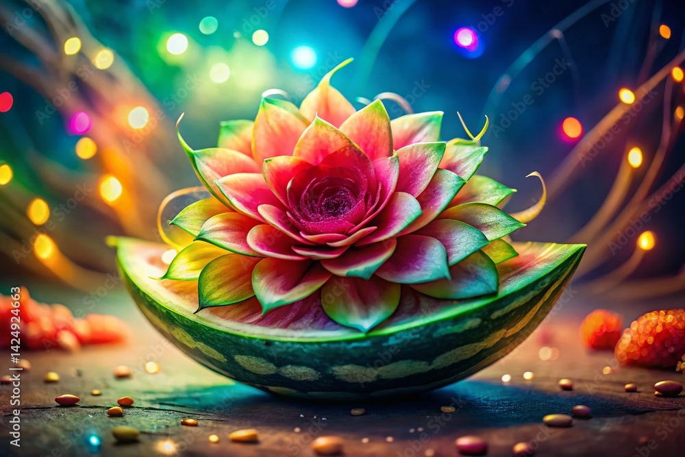 Surreal Watermelon Flower Bloom: Vibrant Macro Photography