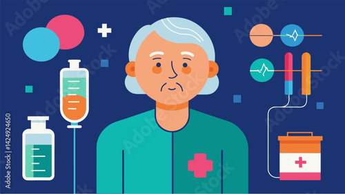 An elderly patient receiving a modified ketamine treatment plan that takes into account their age medical conditions and potential interactions with.