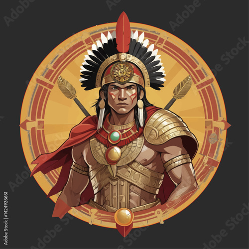 Vector illustration of an ancient Inca warrior