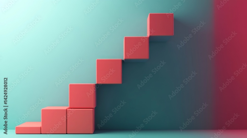 Creative steps to success abstract block stairs minimalist environment modern design inspiring perspective