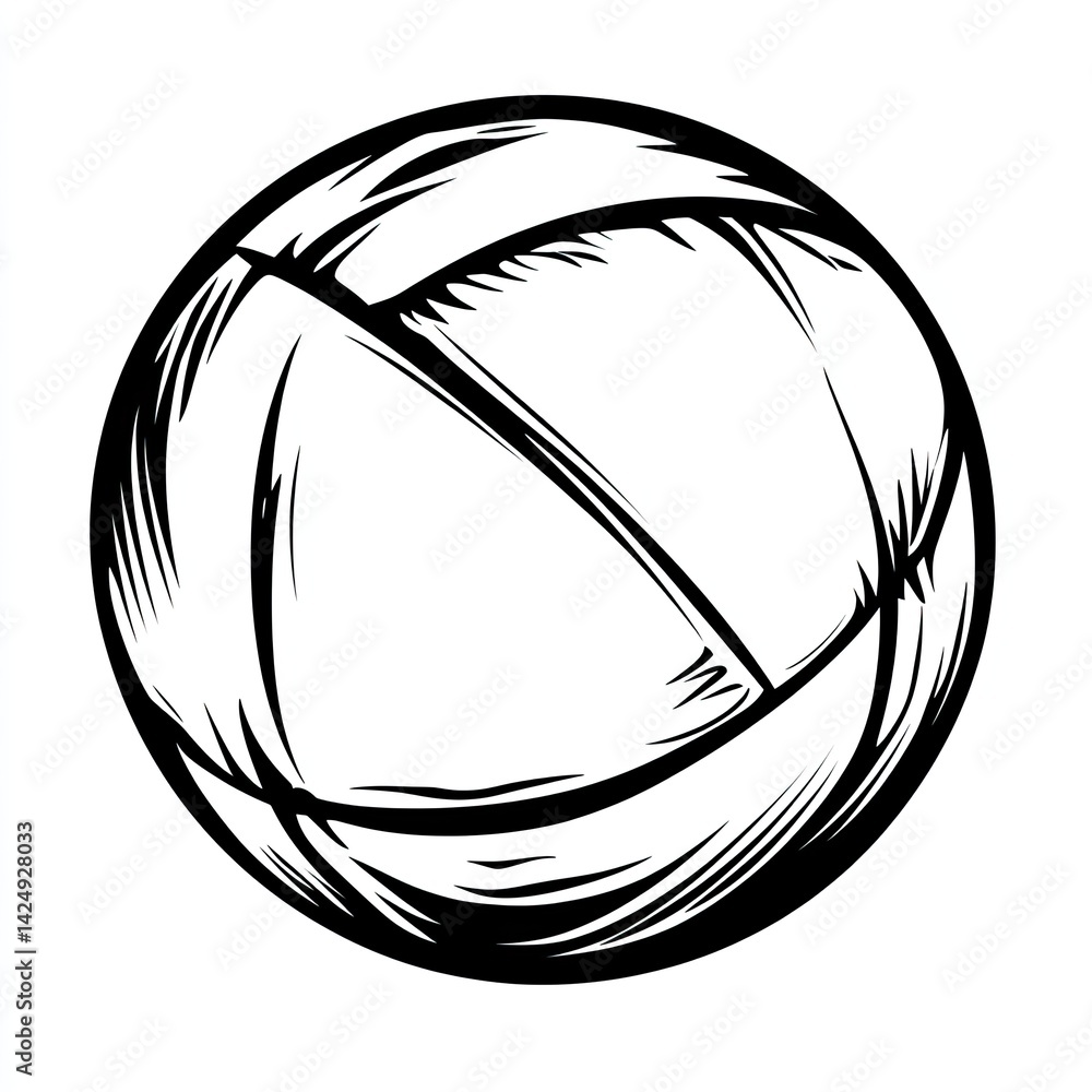 Fototapeta premium Vintage hand-drawn sketch of a volleyball.