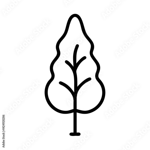 poplar tree line drawn outline vector art - illustration of poplar tree isolated transparent background
