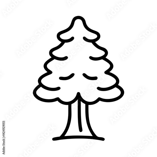 sequoia tree line drawn outline vector art - illustration of sequoia tree isolated transparent background