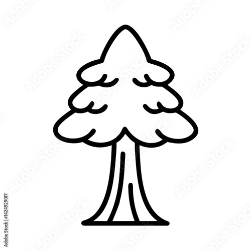 sequoia tree line drawn outline vector art - illustration of sequoia tree isolated transparent background