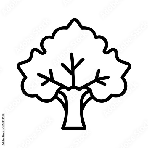 sycamore tree line drawn outline vector art - illustration of sycamore tree isolated transparent background