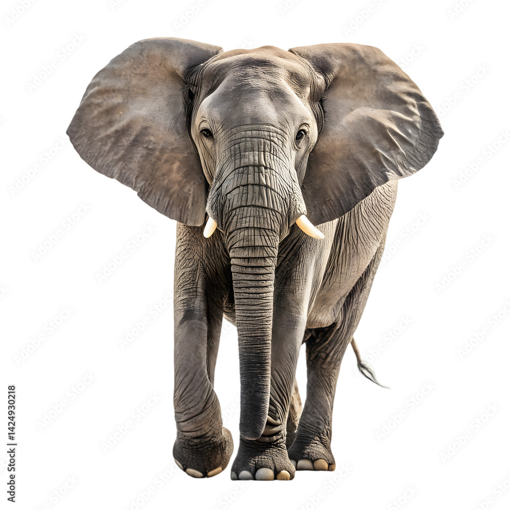 Obraz premium Majestic African Elephant: Wildlife Photography on transparent background