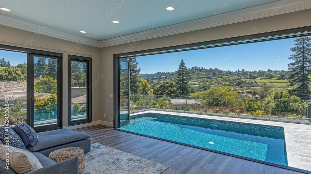 Fototapeta premium Modern home with panoramic views and pool