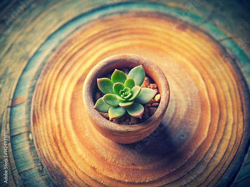 Vintage Minimalist Still Life: Plant, Rings, Muted Textures