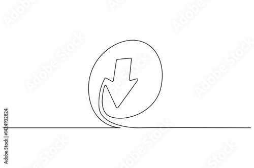 Continuous one line drawing of download sign phone,laptop,computer. Single line drawing illustration of Download sign. Download icon concept vector art. Doodle line illustration.