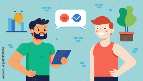 A health vlogger invites a guest expert to explain the science behind lowimpact fitness and why it can be just as beneficial as highimpact exercises.. Vector illustration
