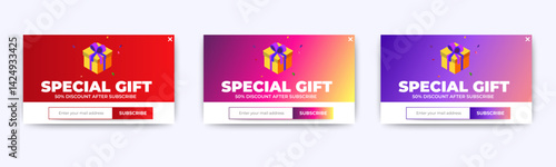 Special Gift free for subscriber banner pop up template. vector
