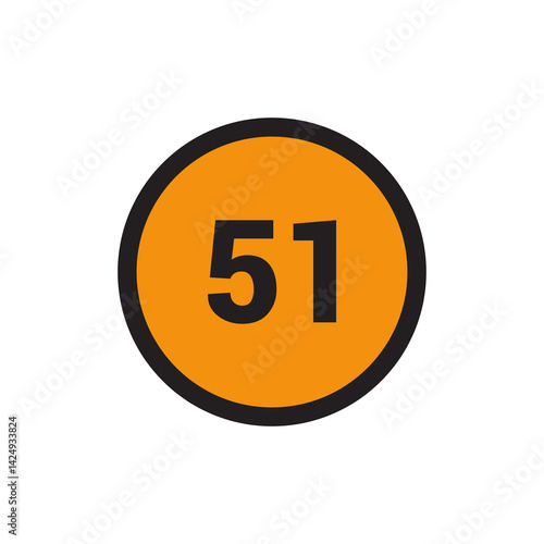Free Download 51 Number icon vector Orange Circle with Black design - GFXLoad