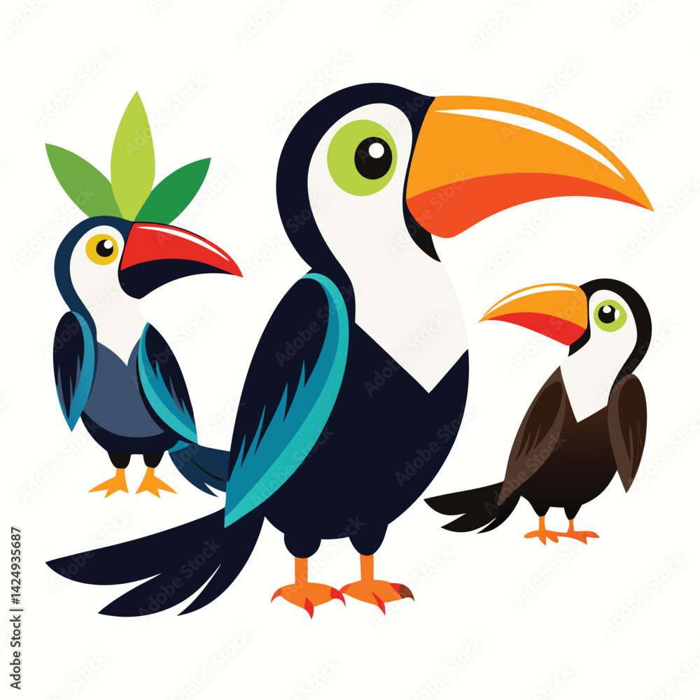 Naklejka premium Robin birds set shilhotee vector isolated on white background