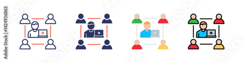 Team Leadership Multi Style Icon Set Vector 