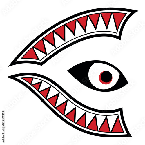 Shark Mouth Nose Art T-Shirt Design Aviation Graphic.