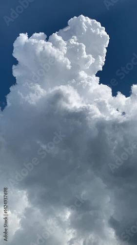 Clear and clean blue sky with white clouds moving waves. 4k quality
