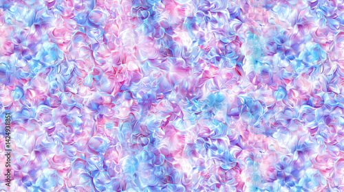 A mesmerizing holographic liquid crystal pattern in soft pastel hues of purple, blue, and pink. Ultra-realistic 8K seamless texture perfect for digital art, wallpapers, and creative projects.