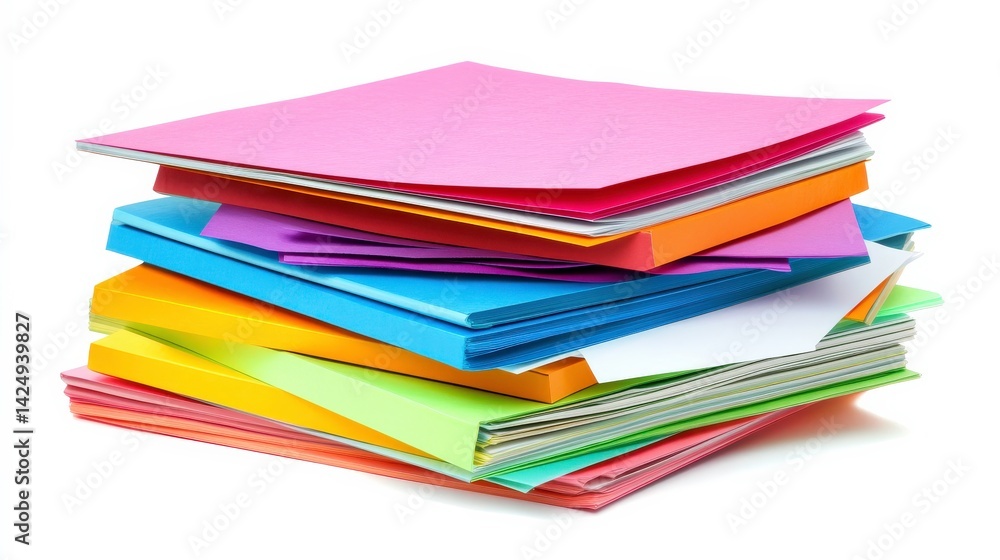 Colorful Document Preparation Materials on White Background Colorful Document Preparation Materials on White Background