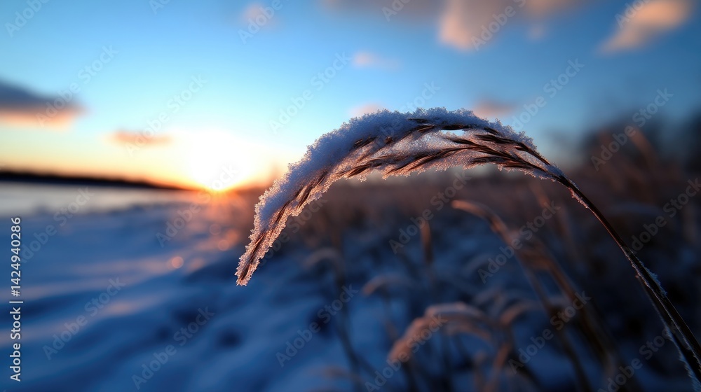 Obraz premium Winter Sunrise on Frozen Grass
