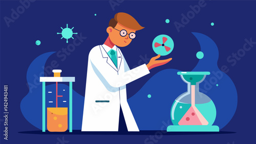 A scientist desperately conducting experiments to find a solution before the doomsday clock reaches its final hour..