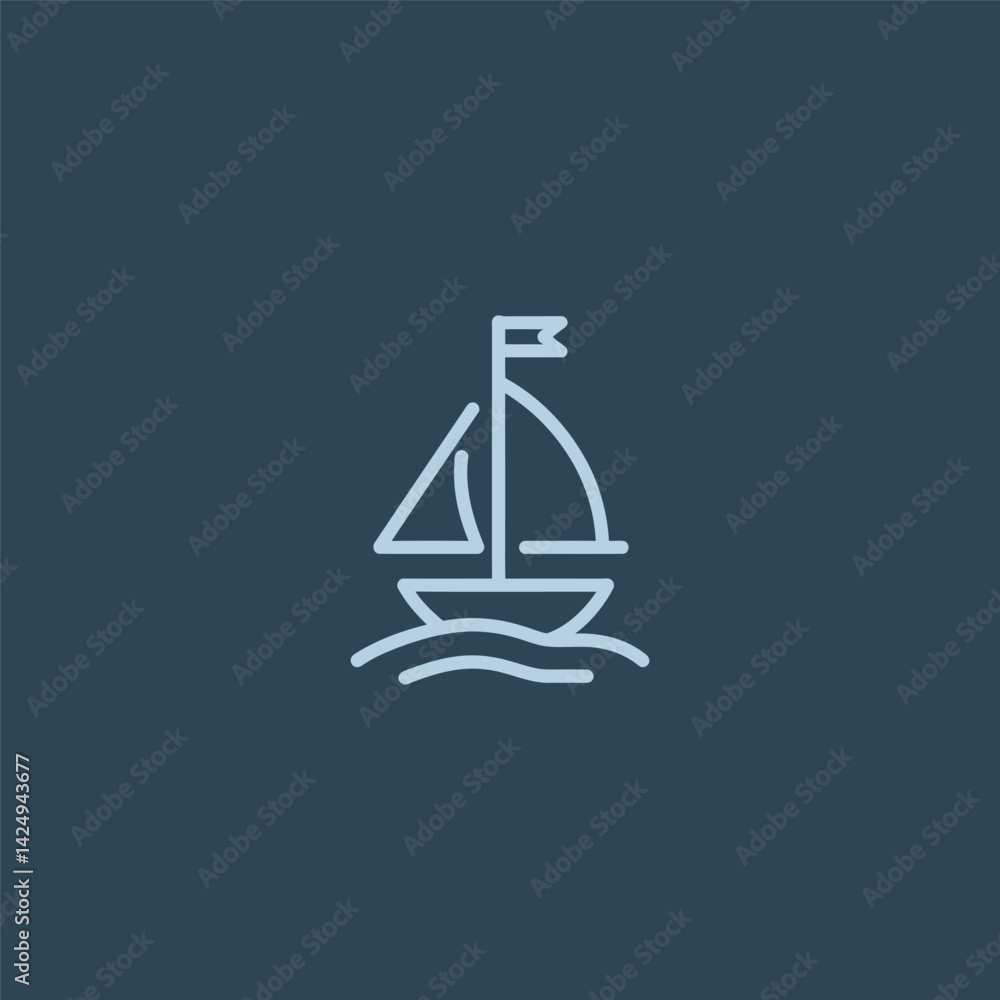 Small Sailboat Line Art Logo – Simple sailing boat drawn in minimalist line style. Small Sailboat Line Art Logo – Simple sailing boat drawn in minimalist line style.