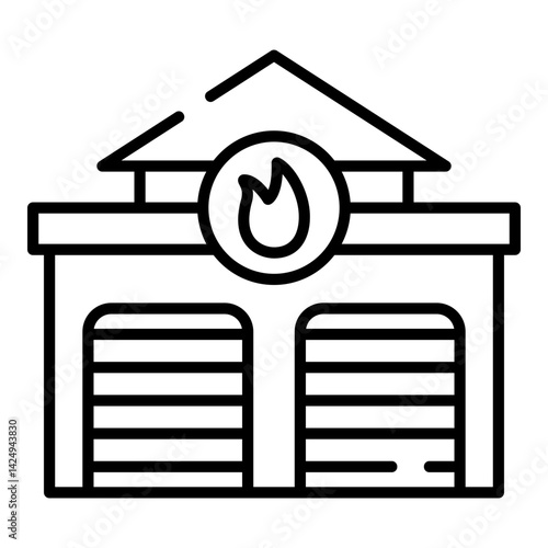 Fire station black line icon