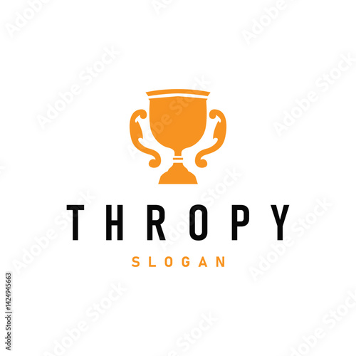 simple championship design with trophy logo victory cup concept vintage simple minimalist modern elegant symbol illustration victory template and brand