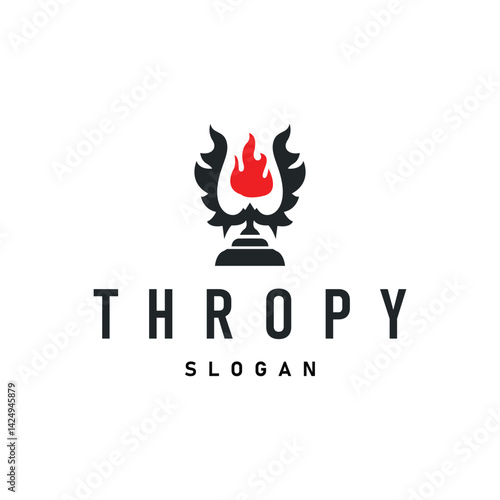 simple championship design with trophy logo victory cup concept vintage simple minimalist modern elegant symbol illustration victory template and brand