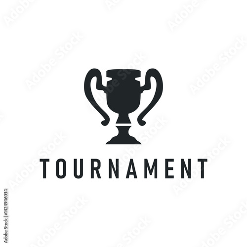 simple championship design with trophy logo victory cup concept vintage simple minimalist modern elegant symbol illustration victory template and brand