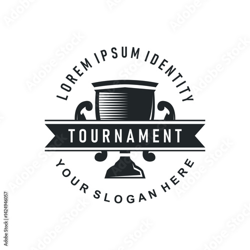 simple championship design with trophy logo victory cup concept vintage simple minimalist modern elegant symbol illustration victory template and brand