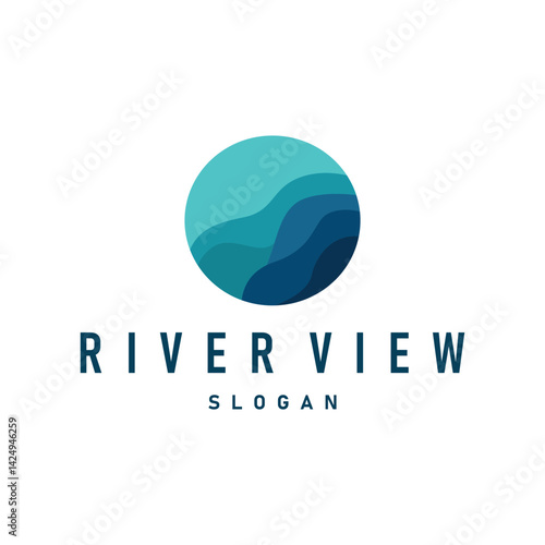 river logo design beautiful natural river scenery with simple minimalist concept illustration of product brand template