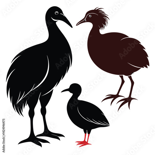 Megapode birds set shilhotee vector isolated on white background