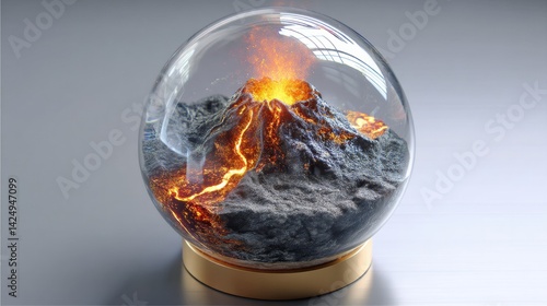 Wallpaper Mural A Stunningly Realistic Glass Globe with an Erupting Volcano and Lush Miniature Nature Scene Inside Torontodigital.ca