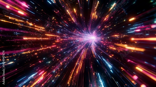 Abstract Light Speed Background with Dazzling Glowing Lines