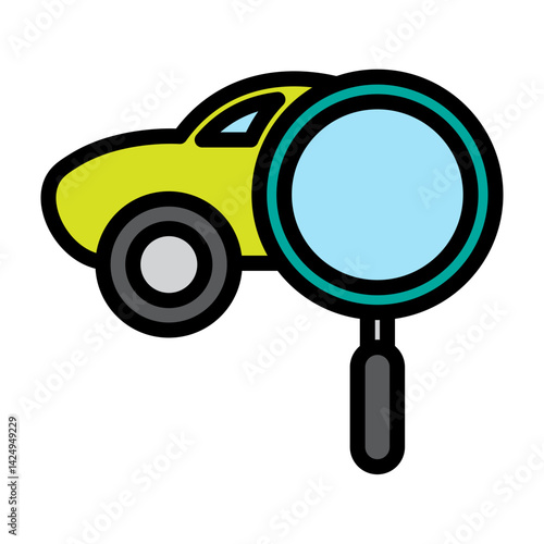 Car Fault Tracing Vector Filled Icon Design