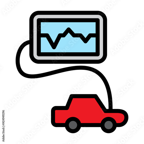 Car Computerized Checking Vector Filled Icon Design