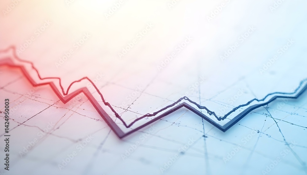 Naklejka premium Modern abstract chart with red and blue lines illustrating financial growth and market trends