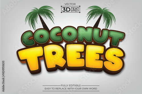 Coconut trees editable 3D Text effect